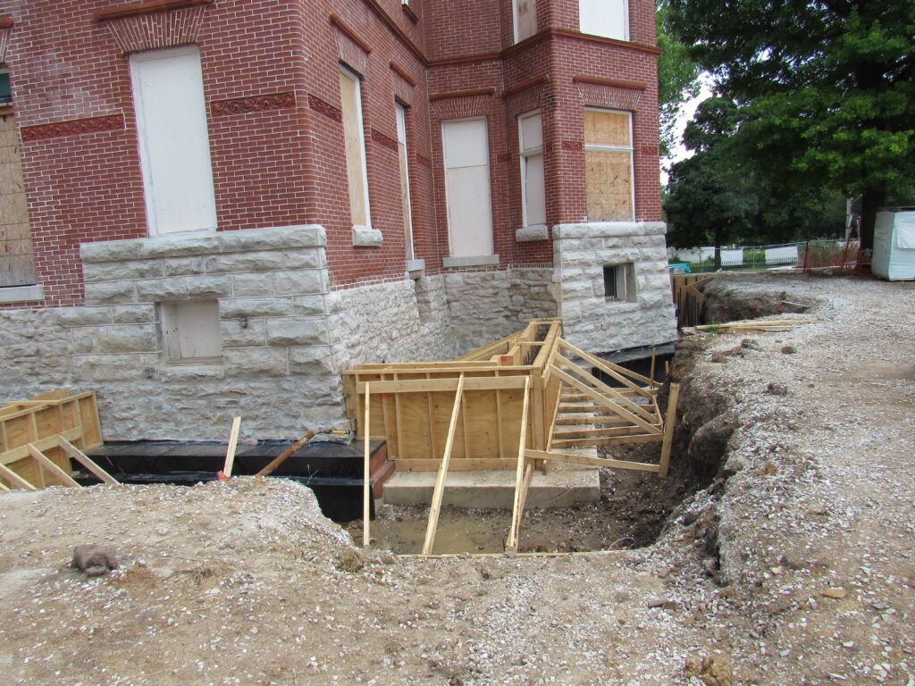 Underpinning of the foundation on the Schifferdecker home